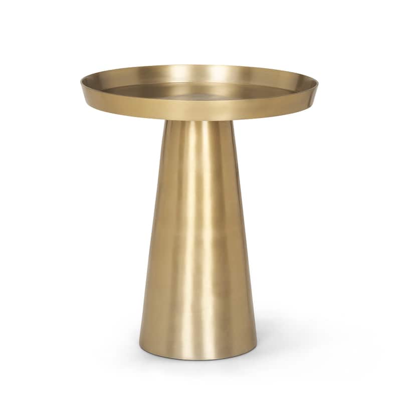 Roland Satin Brass Cast Aluminum Metal Accent Table - 18.3L x 18.3W x 20.8H - Gold