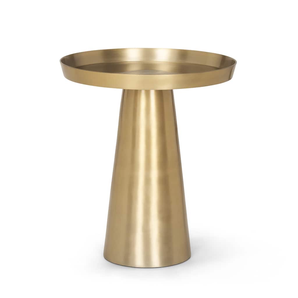 Roland Satin Brass Cast Aluminum Metal Accent Table - 18.3L x 18.3W x 20.8H