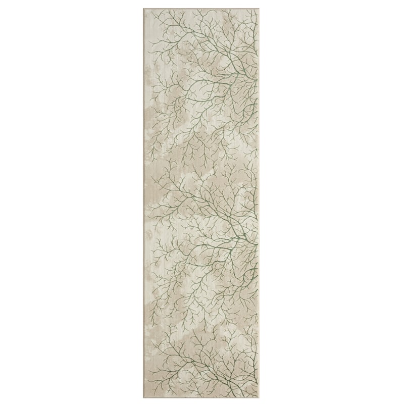 Ksamil Collection Abstract Area Rug - 2'4" x 7'11" - Beige/Green