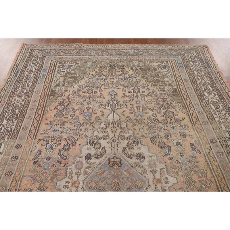 Traditional Hamedan Persian Vintage Rug Hand-Knotted Wool Carpet - 6'7"x 10'0"