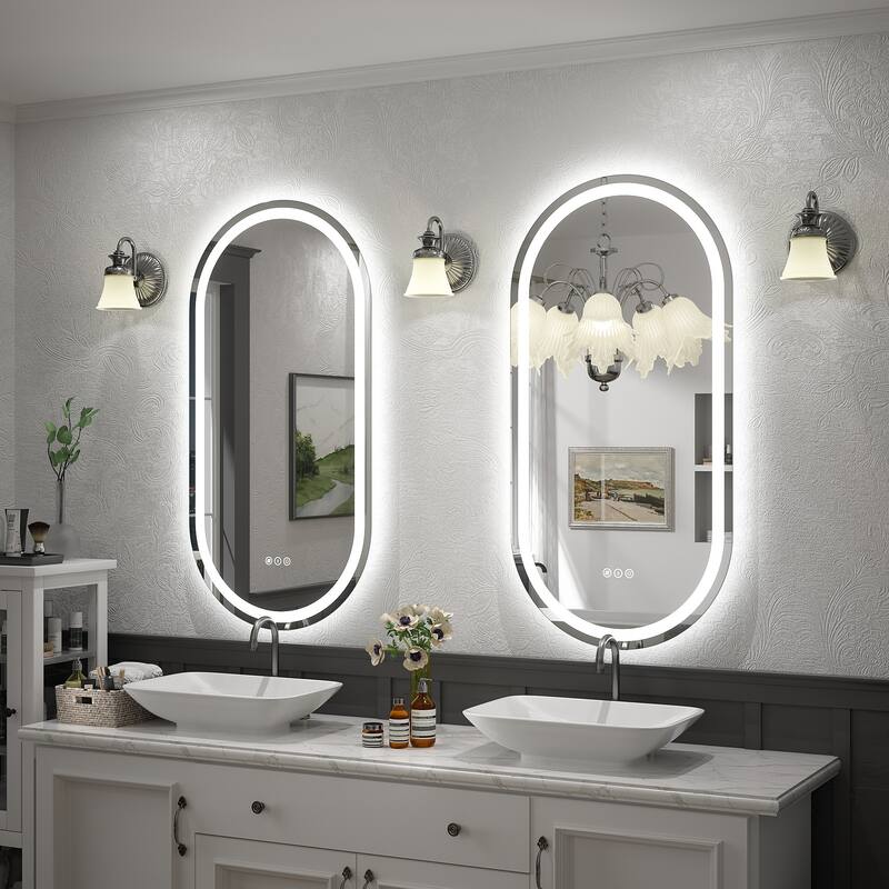 UL Certified Oval LED Lighted Anti-fog Wall Bathroom Vanity Mirror
