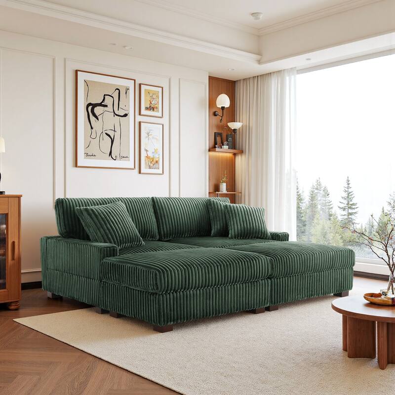83.4" W Upholstered Sectional Modular Sofa with 2 Ottoman