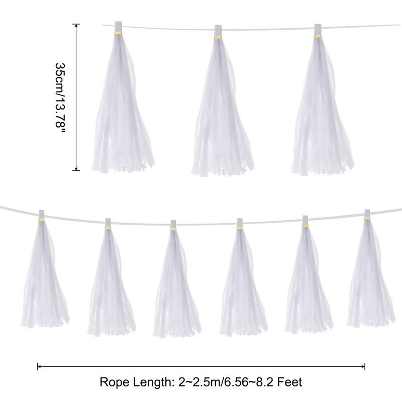 25Pcs Tassel Garland Banner with Rope - White