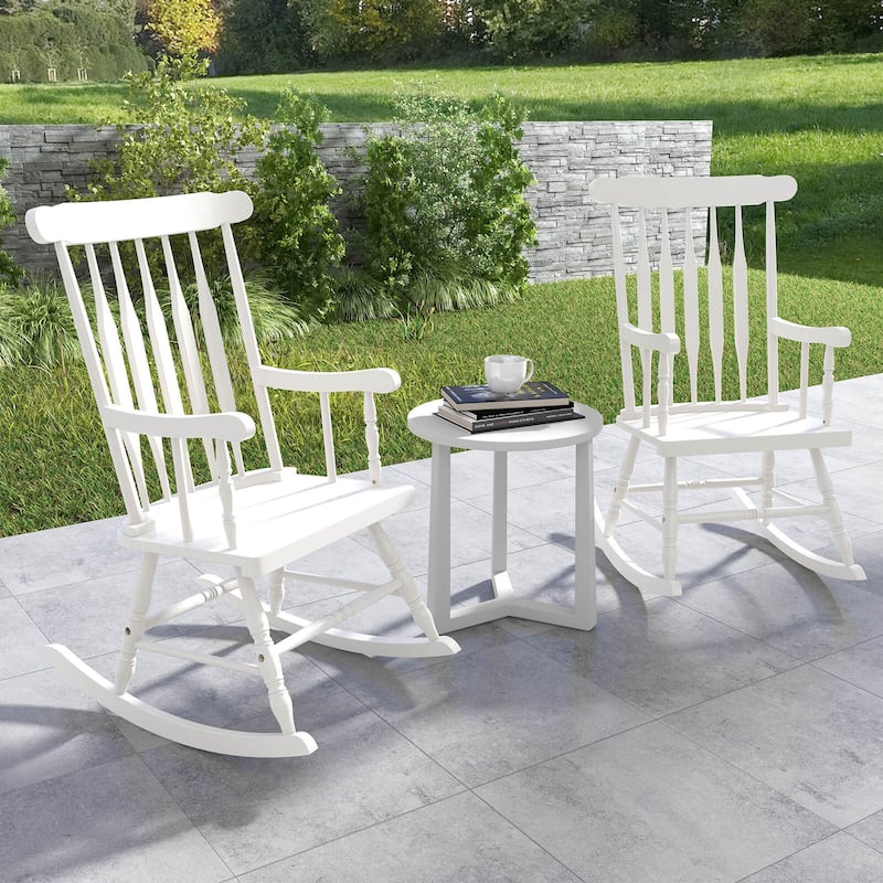 Costway Set of 2 Wood Rocking Chair Glossy Finish - See Details