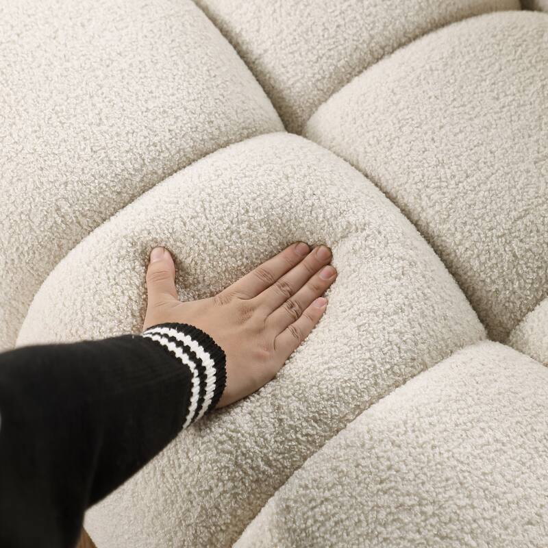 Wayna Modern Square Sofa, Sherpa Thick Cushion Double Sofa