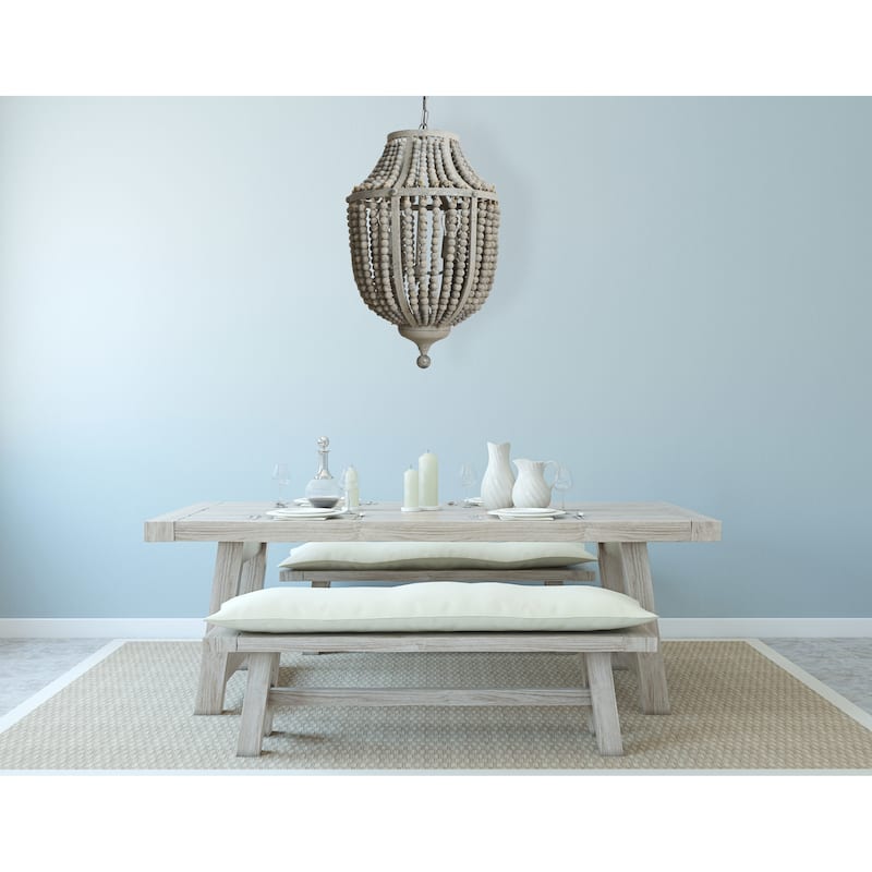 Metal and Draped Wood Bead Chandelier