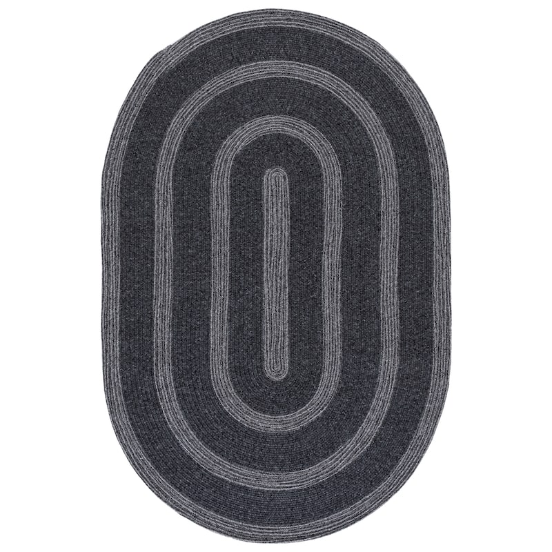 SAFAVIEH Handmade Braided Fatimah Washable Indoor/Outdoor Rug - Weather Resistant & Easy Cleaning - Charcoal - 4' x 6' Oval
