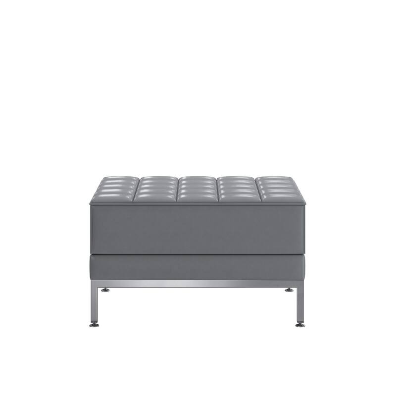 LeatherSoft Quilted Tufted Modular Ottoman with Stainless Steel Legs