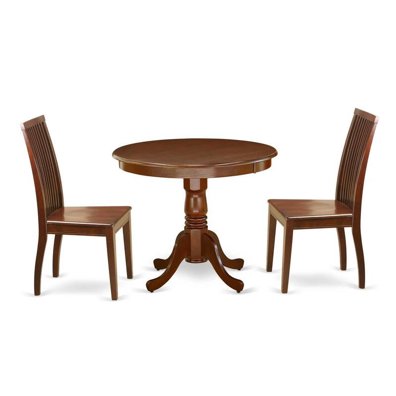 Mountain Lodge Dining Set 36 Inch Table & 2 Wood Chairs - Rustic Farmhouse Kitchen Furniture