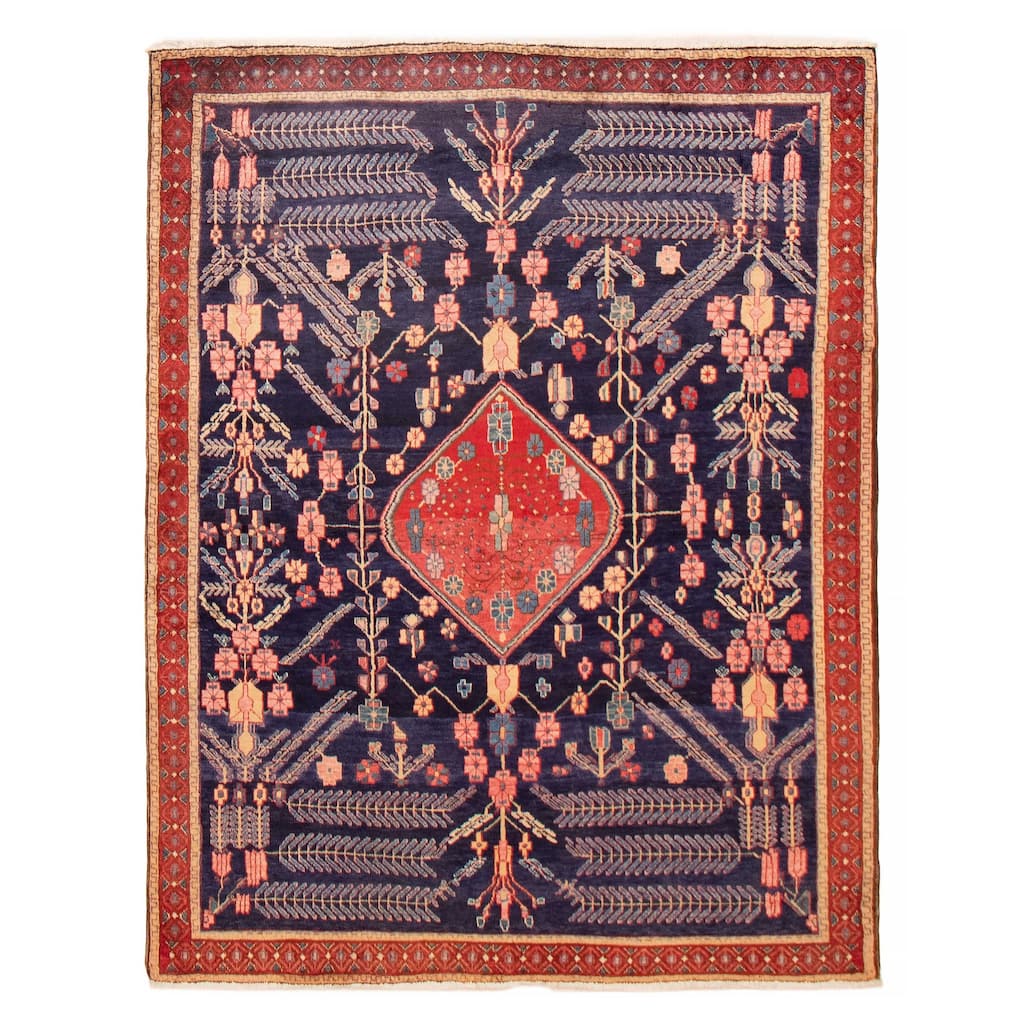 ECARPETGALLERY Hand-knotted Melis Vintage Navy Wool Rug - 5'2 x 6'8