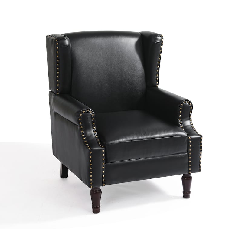 Modern Vegan Leather Wing Back Accent Chair