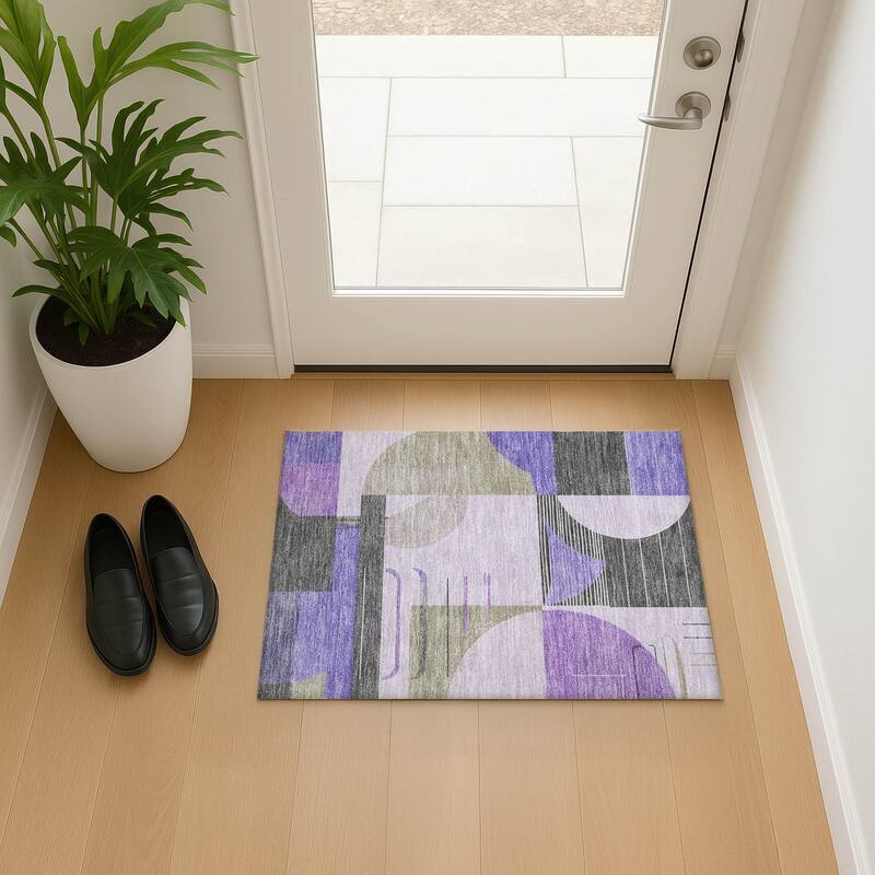 Premium Washable Super Soft Contemporary Mayfield Rug - Lavender - 1'8" x 2'6"