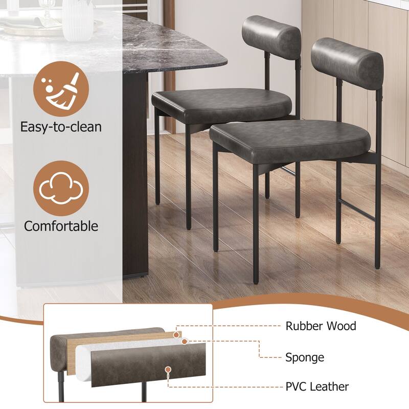 Gymax Dining Chair Set of 4 Faux Leather Upholstered Kitchen Side