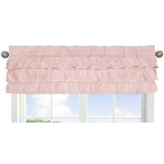 Sweet Jojo Designs Solid Color Blush Pink Shabby Chic Ruffle Harper Collection Window Curtain Valance - 54in. x 15in.