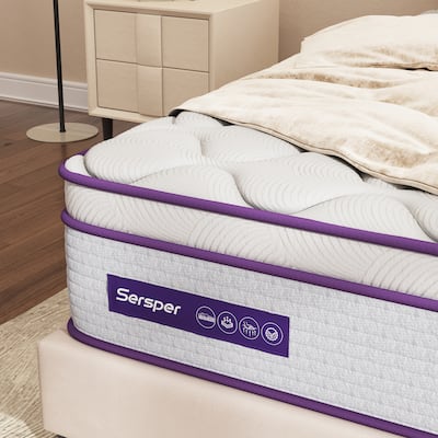 Sersper 12 Inch Hybrid Mattress with Memory Foam & Heavier Coils - Ergonomic Design for Pressure Relief - Medium Firm Feel