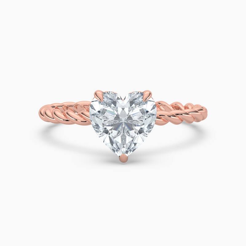 Auriya 14k Gold Lab Grown Heart Diamond Twisted Hidden Halo Engagement Ring 1.00 to 5.00 ct. tw. (F-G, VS) - 4 - 2.50 carats - Rose