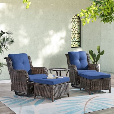 Gymojoy 5-Piece Outdoor Wicker Patio Furniture Chair Set, Rattan Coversation Set with Water Resistant Thick Cushions