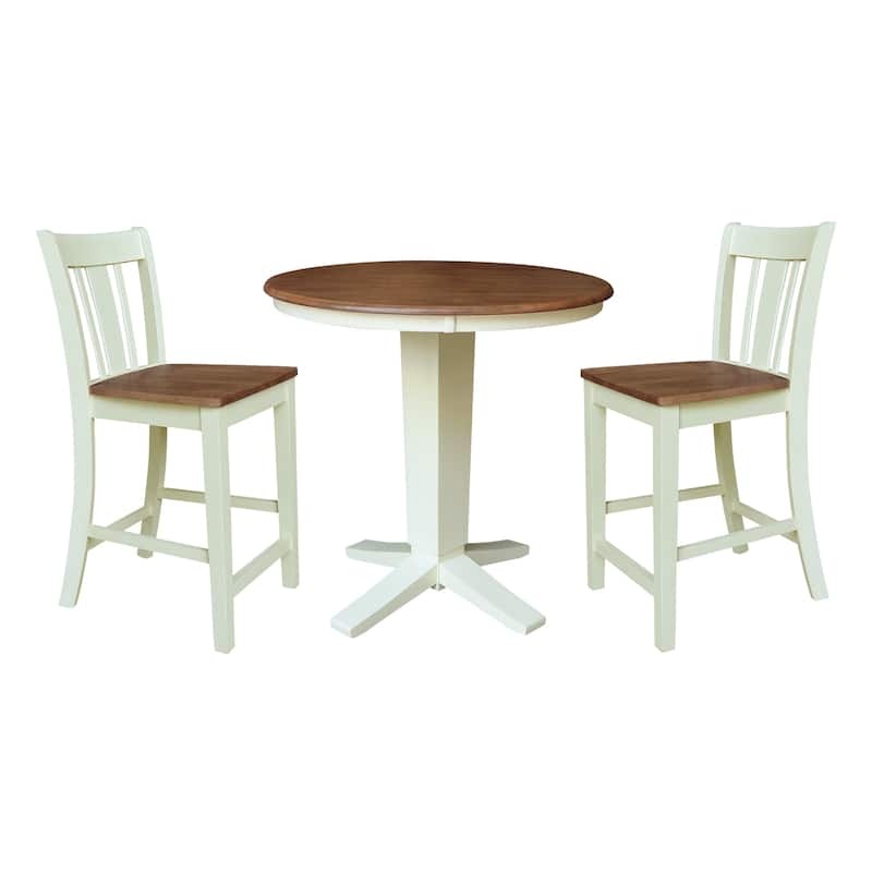 36 in Solid Wood Round Top Counter Height Dining Table with Stools