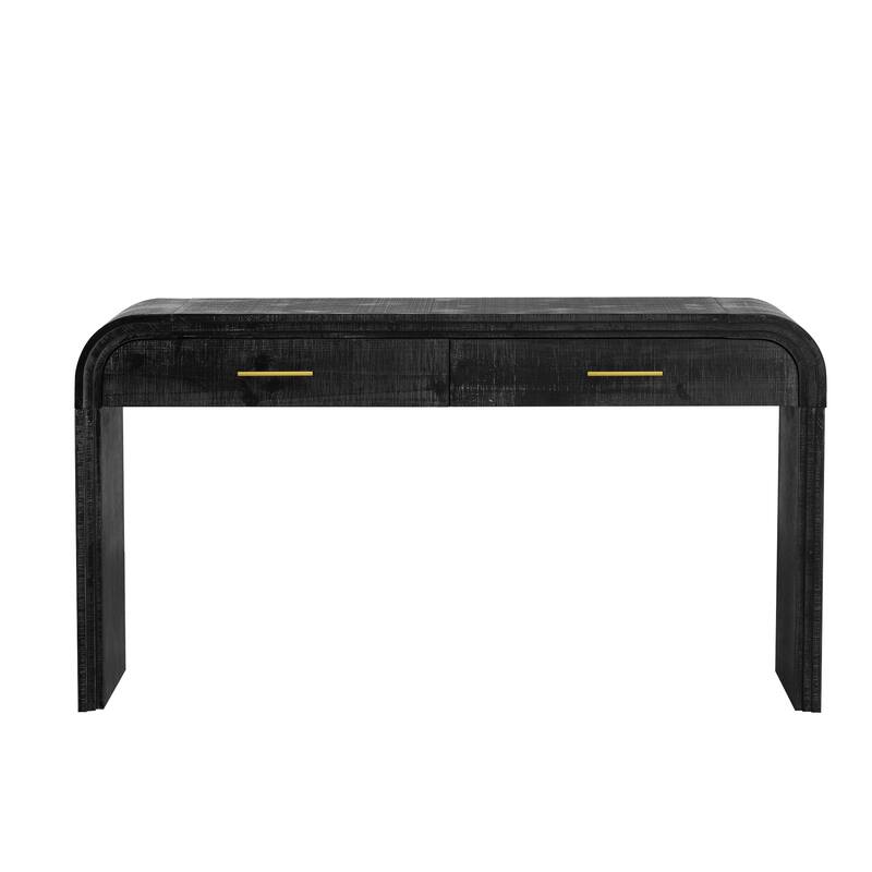Elegant Curved Console Table for Entryway and Living Room, MDF Fir Veneer Design