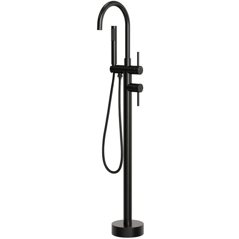 Single-Handle Freestanding Tub Faucet With Hand Shower - Matte Black