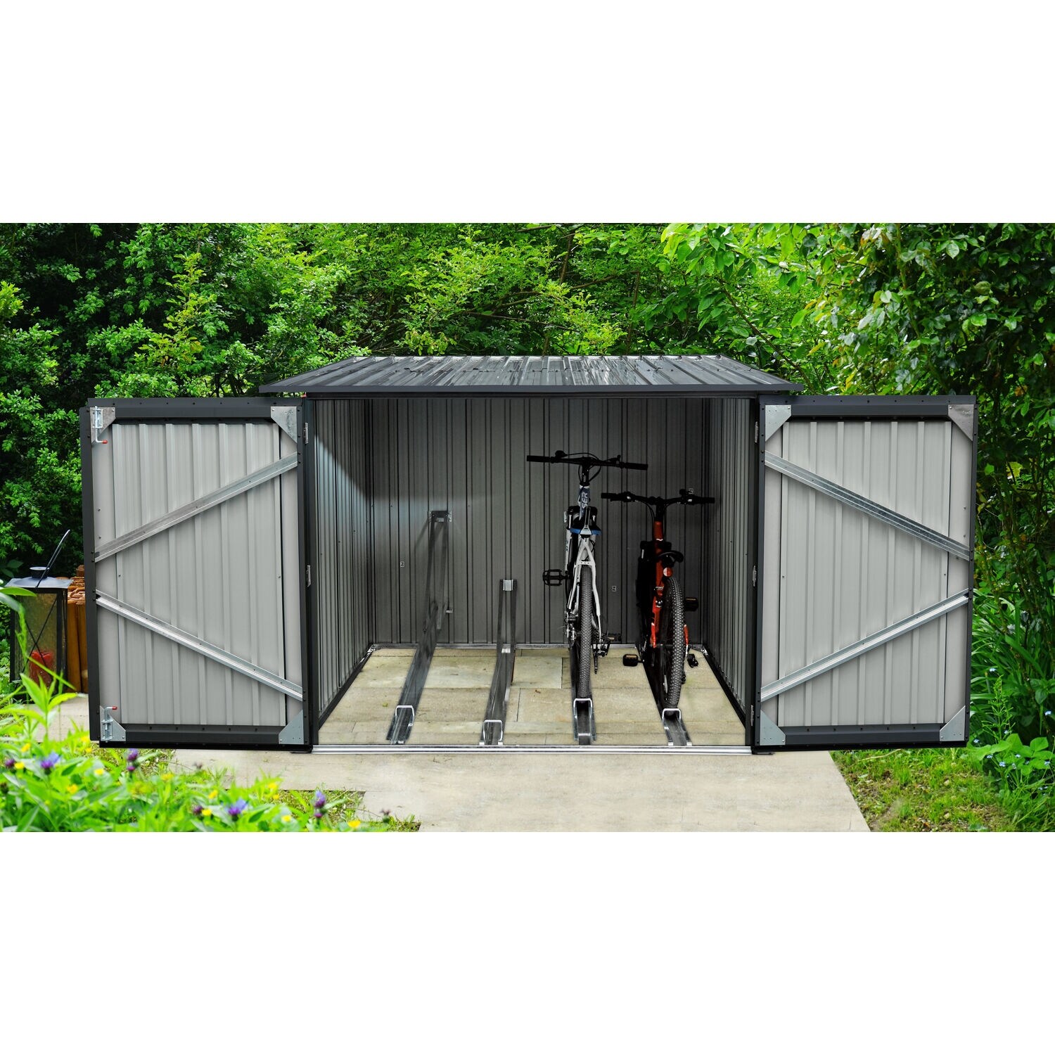 Secure metal bike shed shop
