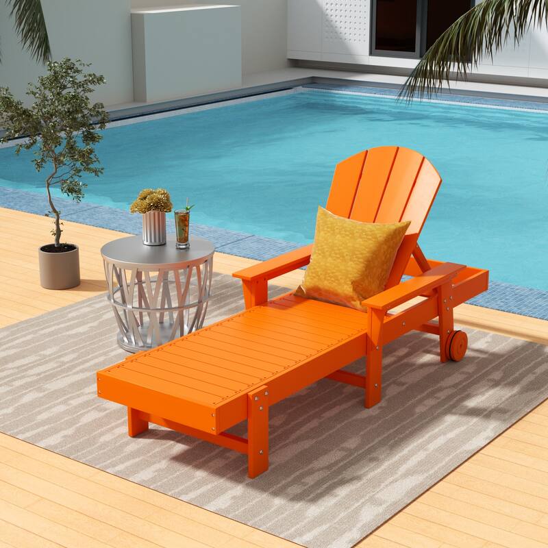 Laguna Hdpe All Weather Outdoor Patio Pool Reclining Chaise Lounge With Arms And Wheels