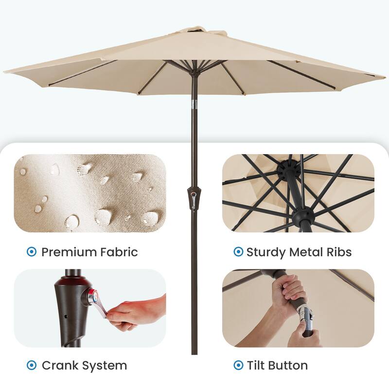 9-ft Patio Market Umbrella with UV-Risistance,Crank & Tilt