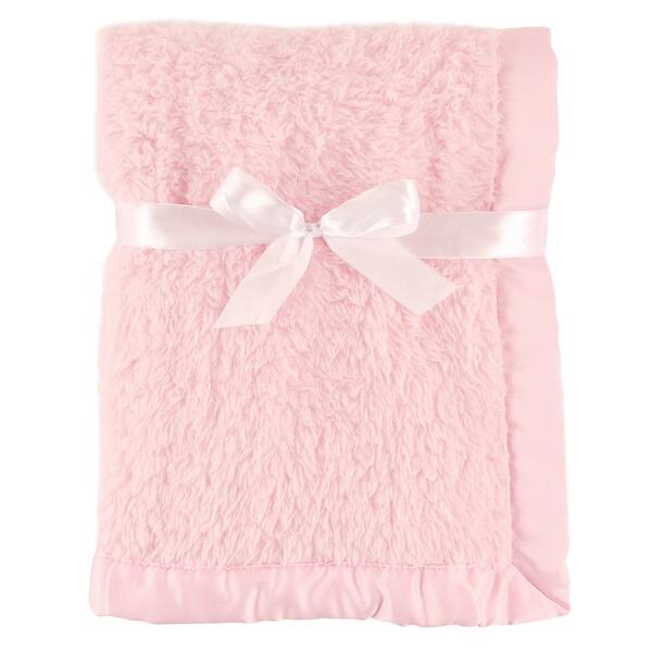 slide 1 of 1, Hudson Baby Infant Girl Faux Shearling Plush Blanket with Satin Binding, Pink, One Size - Pink - One Size One Size - Pink