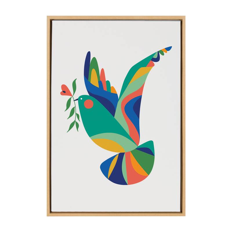 Kate and Laurel Sylvie Bird of Peace Framed Canvas by Rachel Lee
