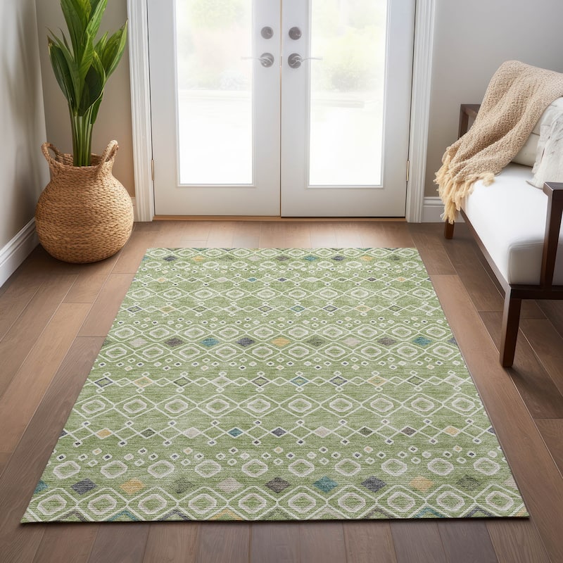 Machine Washable Indoor/ Outdoor Global Contempory Chantille Rug