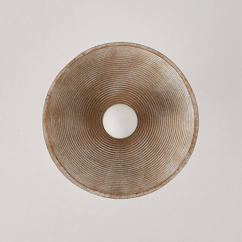 11" Farmhouse Distressed White 1-Light LED Semi-Flush Mount Ceiling Light