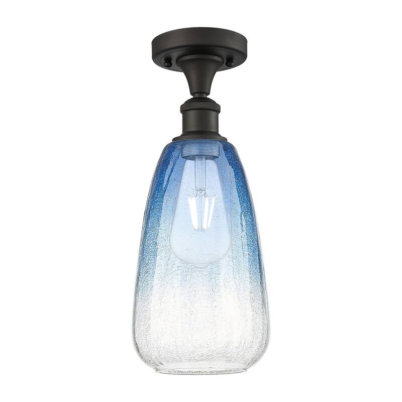 Innovations Lighting 516-1C-14-6 Brookhaven Almond Semi-Flush - Oil Rubbed Bronze / Sapphire Blue