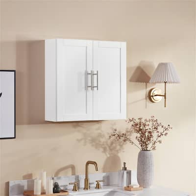 Wood Wall Cabinet with Doors and Adjustable Shelves