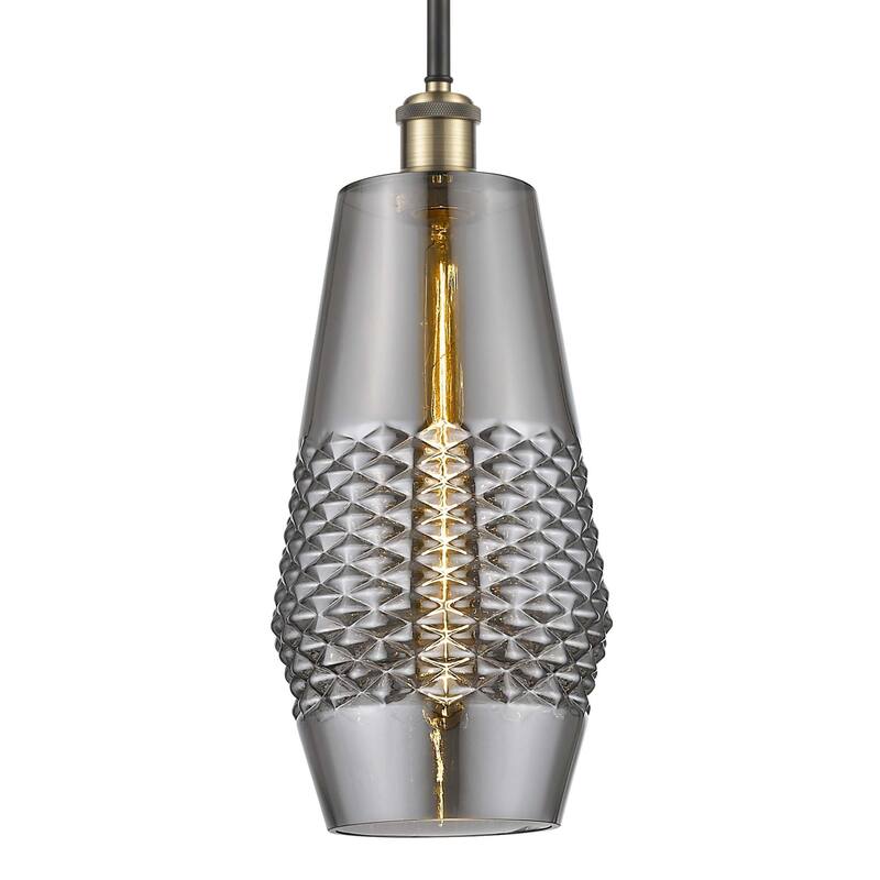 Innovations Lighting 516-1S-17-7 Windham Pendant Windham 7" Wide Mini - Black Antique Brass / Smoked