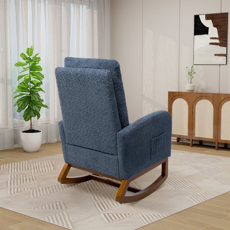 25.4"W High Back Rocking Chair for Nursery with Retractable Footrest