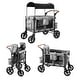 preview thumbnail 1 of 3, 4 Seater Stroller Wagon for 4 Kids with Convertible Seats, Adjustable Push/Pull Handles, Removable Canopy & Flat Fold, Grey