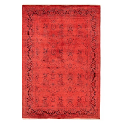 ECARPETGALLERY Hand-knotted Vibrance Light Red Wool Rug - 6'1 x 8'10