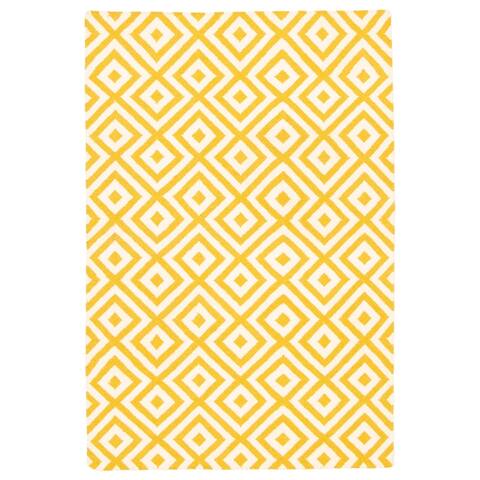 ECARPETGALLERY Flat-weave Marrakech Dark Gold Wool Kilim - 4'6 x 6'7