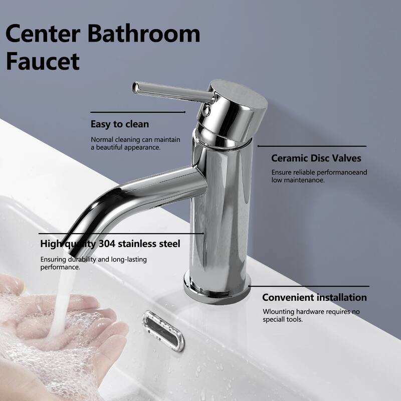 Topcraft Stainless Steel 6.7/12.2 Single Handle Single Hole Bathroom Sink Faucet
