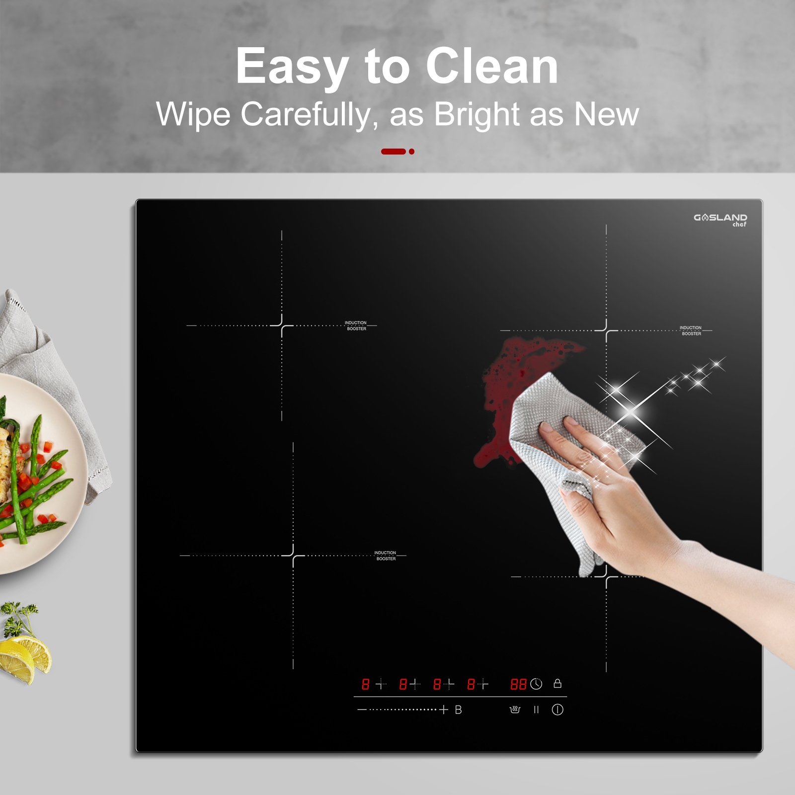 GASLAND 24 Built in Induction Cooker Vitro Ceramic Surface Electric Cooktop 4 Burners Sensor Touch Control Timer