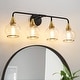 preview thumbnail 104 of 151, Modern Vanity Lights Dimmable Bathroom Light Fixtures with Glass Shade 4-Light - Black/Gold