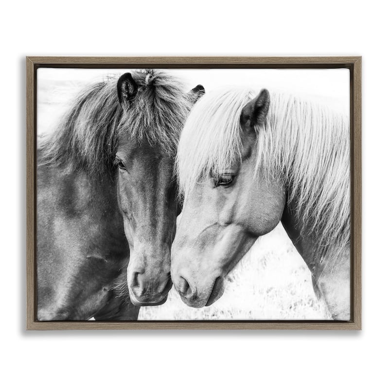 Stupell Horse Love Duo Portrait Framed Floater Canvas Wall Art Design by Sisi and Seb - 21 x 17 - Brown