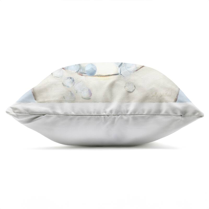 Stupell Black & White Puppy in Tub Printed Outdoor Throw Pillow Design by Sally Swatland