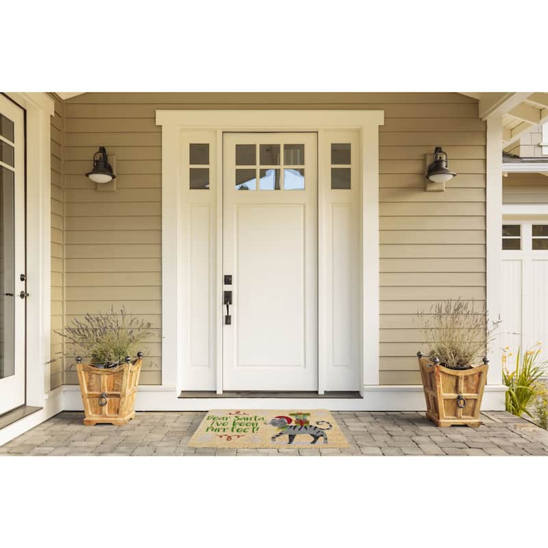 Beige and Gray Christmas Rectangular Doormat 18" x 30"