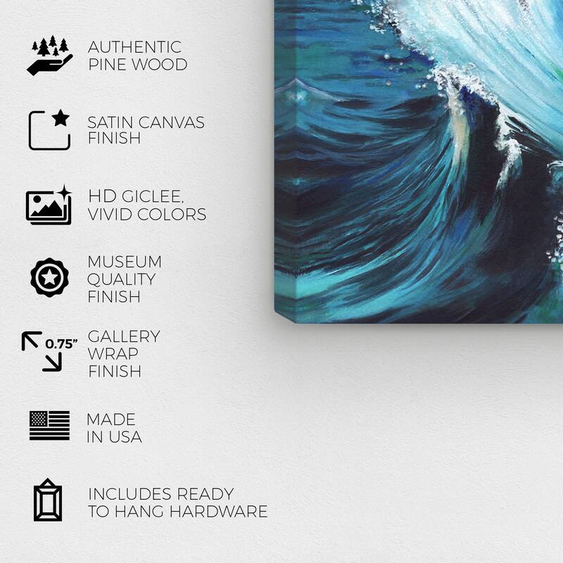 Wynwood Studio Canvas Sports and Teams Doll Memories - Big Wave Blue and Pastel Pink Nautical & Coastal Wall Art Canvas Print
