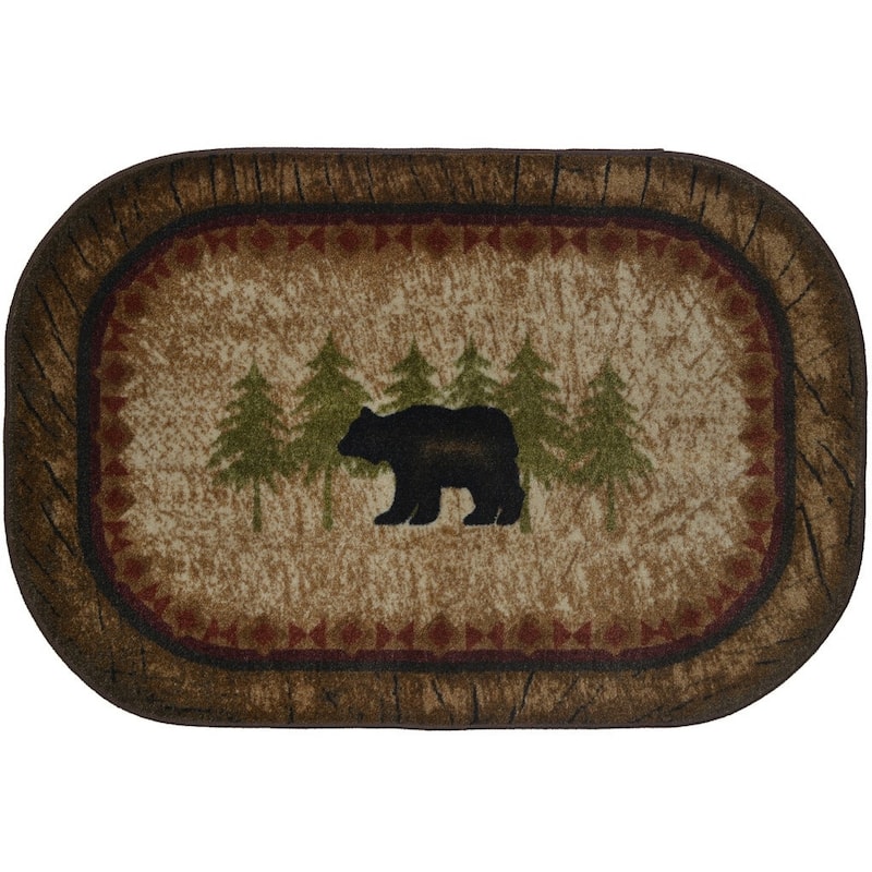 Cozy Cabin Birch Bear Washable Accent Rug - 30" x 46" - Brown