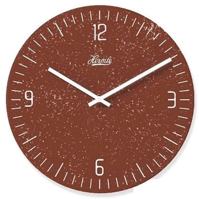Round Metal Quartz Movement Wall Clock - 12" - Coffee Brown
