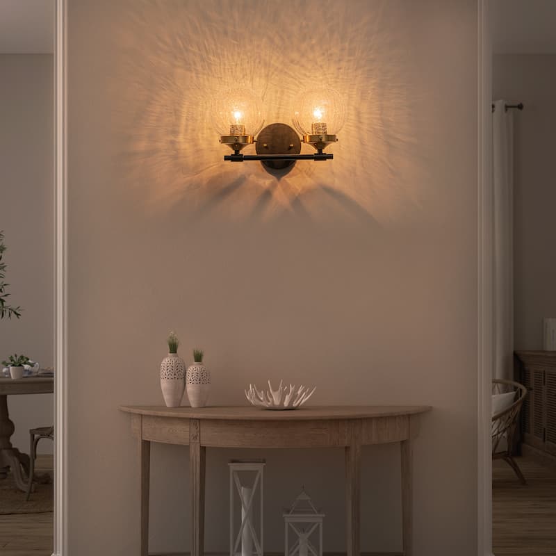 Crackled Glass Globe Wall Sconce Modern Vanity Light