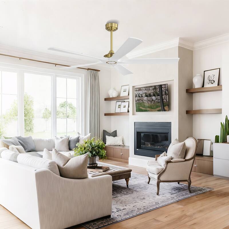 MLiAN 60 in 5-Soild Wood Blades Indoor Standard Ceiling Fan with Remote Down-Rod Mount