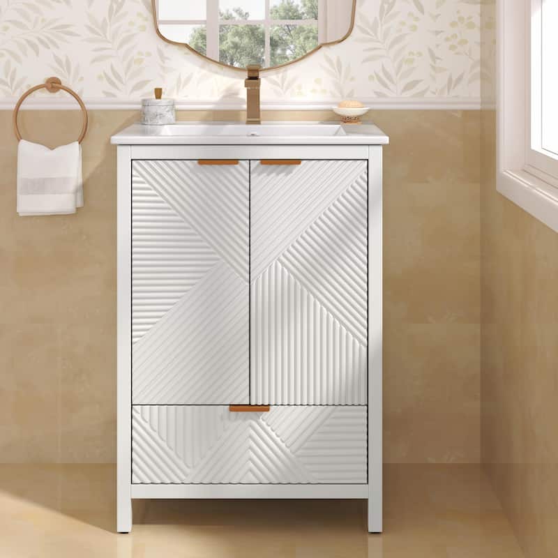 24-Inch Bathroom Vanity with Sink Combo, Modern Design, Single Faucet Hole